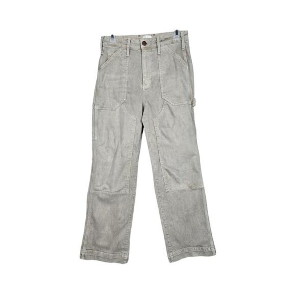 Alice + Olivia Khaki Double Knee Carpenter Utility Flare Khaki Jeans Womens 28